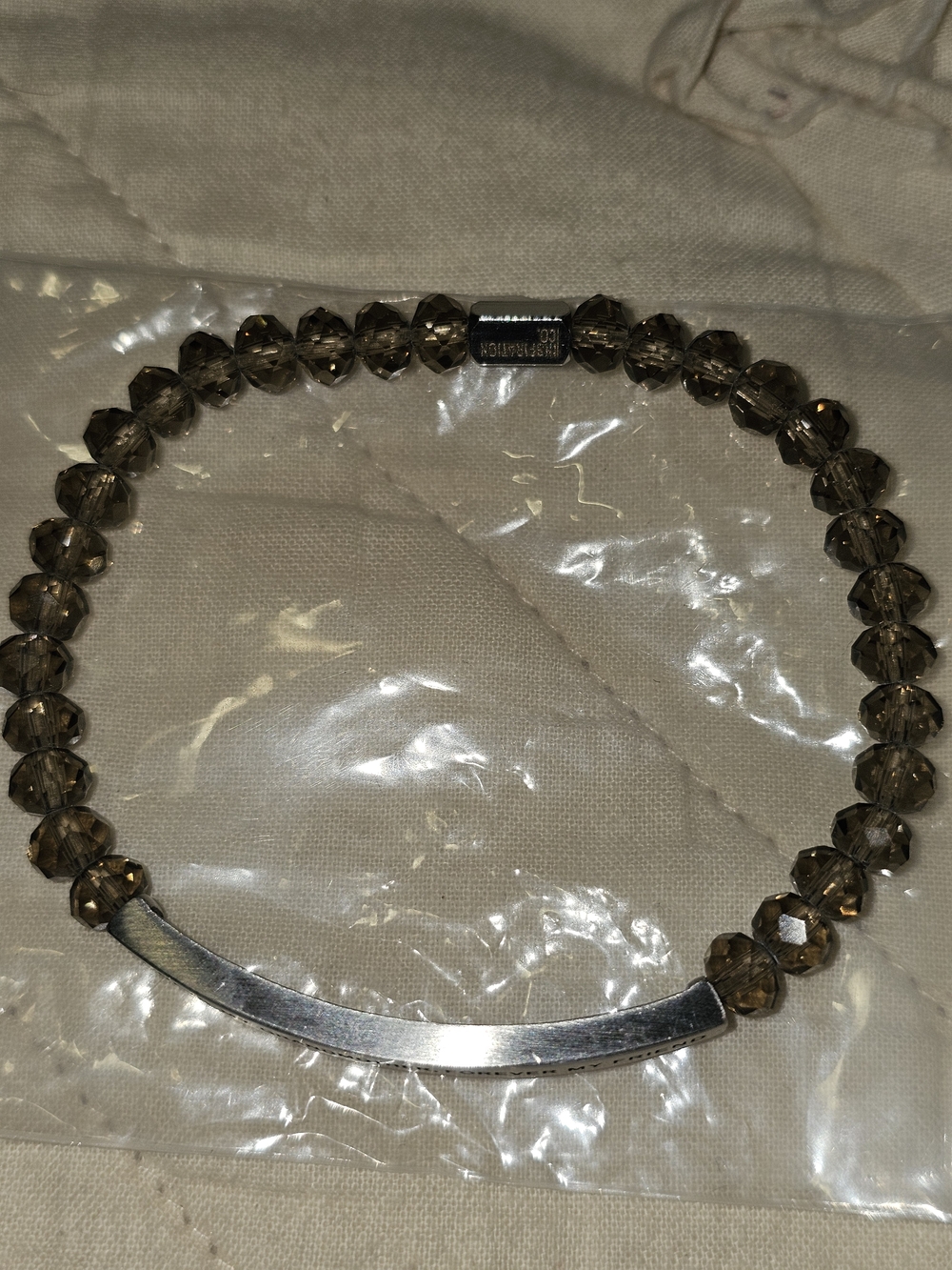 Silver Tone Bracelet Bar with Engraved Grandmother Sentiment